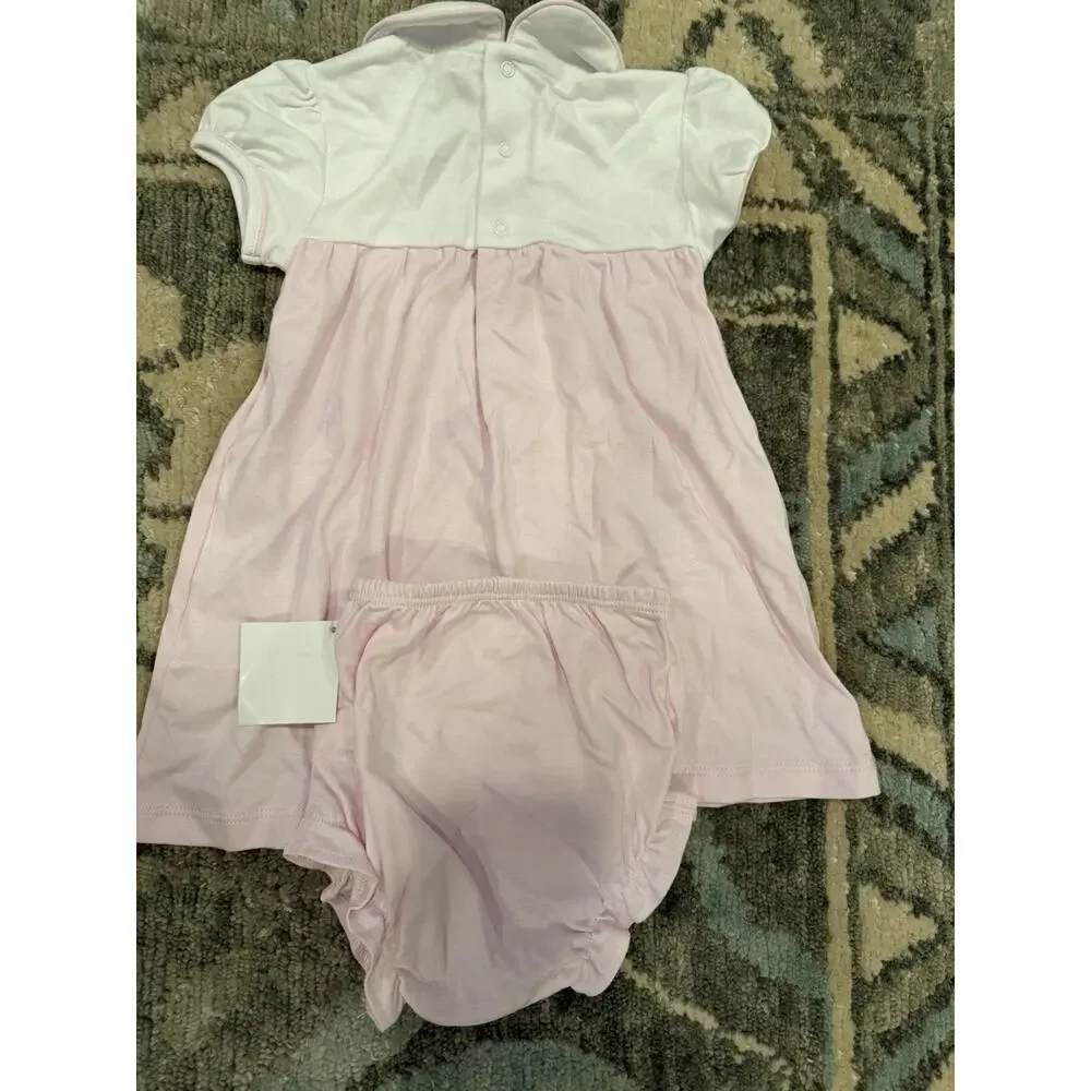 Kissy Kissy Pique Twin Bunnies Pink Dress Set Pima Cotton Easter 3-6 Months NWT